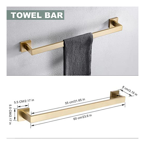 Toallero De Baño Tqkag, 236 In, Cepillado, Color Dorado