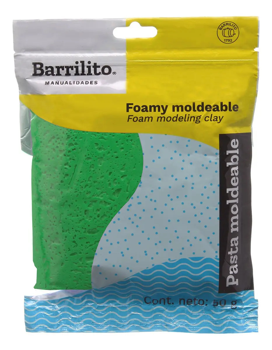 Foamy Moldeable Barrilito Manualidades Escolar Bolsa 50g Color Verde