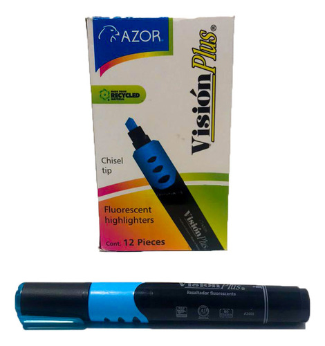 Marcatextos, Vision Plus, 4 Paq/4 Colores De 12pzs C/u. Amarillo