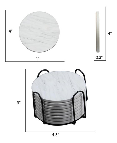 Juego De 8 Posavasos Para Bebidas Con Soporte De Metal, Patr