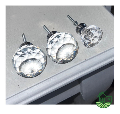 Imagen 4 de 9 de Tirador De Cristal Facetado Diamante Transparente Para Cajon