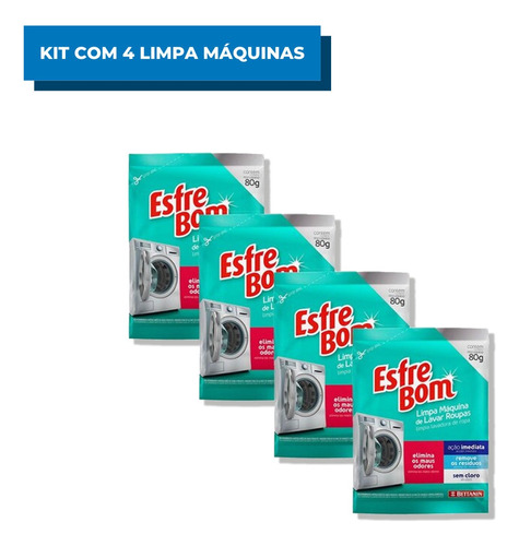 Kit Com 4 Higienizadores Limpa Máquina De Lavar Roupas 80g