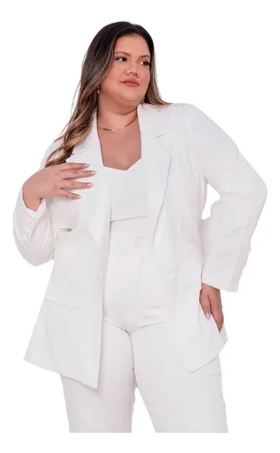 Blazer Plus Size Jeans Zíper