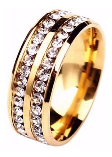 Anillo Matrimonio Chapa De Oro Diamantes Cristales Bisuteria