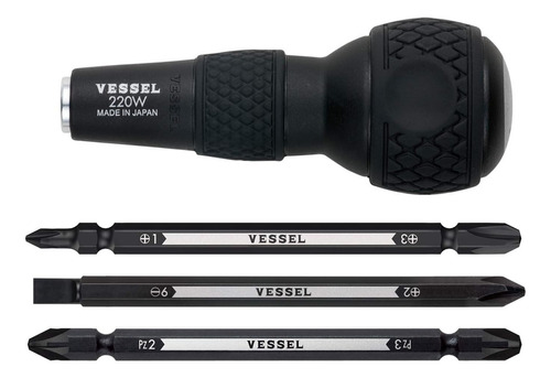 Conjunto Chaves Fenda Intercambiável Vessel Ball-grip 220w-3