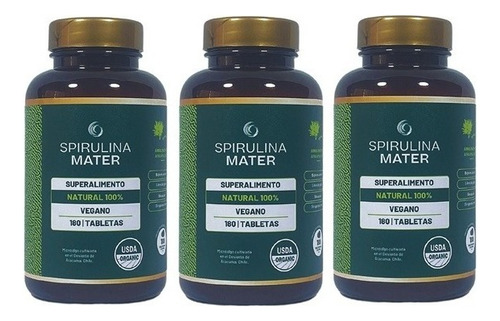 Pack X 3 Spirulina Mater 100% Natural 180 Tabletas