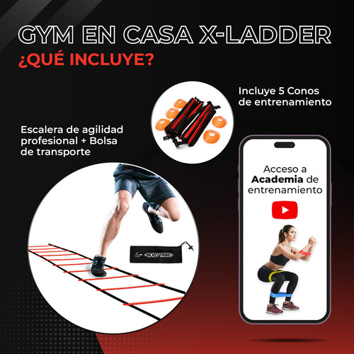 Escalera De Agilidad Entrenamiento Única Con 16 Peldaños Fijos 6.8 Mts Largo No Usa Estacas Instalación 1 Minuto 2 Bonos