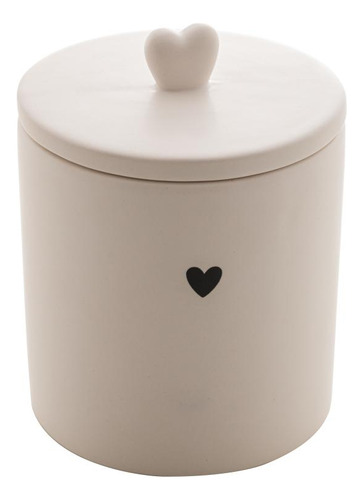 Potiche De Cerâmica Heart Branco 10cm X 10cm X 12cm - Lyor