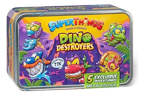 Supertings Dino Destroyers - Lata Con 5 Dinosaurios Exclusiv