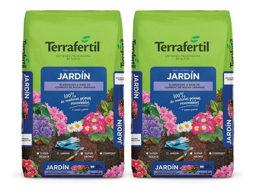 Tierra Fértil Para Jardín Terrafertil 20lts 2 Unidades