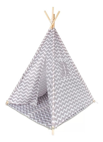 Tipi Tienda Infantil Gris Con Varillas De Madera.