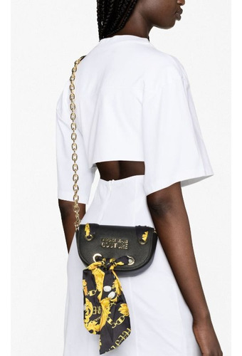 Bolsa Versace Jeans Barroco Negro Barroco Oro Dorado Oscuro (Usado)
