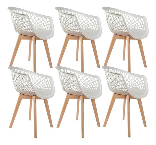 Kit 06 sillas de comedor decorativas Madrid, blancas, número de sillas por juego: 6