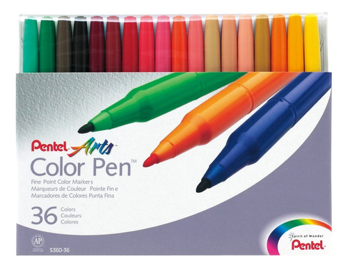 Marcadores Plumines Pentel Arts S360-36 Base Agua 36 Colores