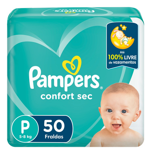 Pampers Confort Sec fralda infantil 12 horas de proteção sem gênero tsmanho p