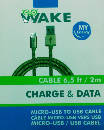 Cable Wake Micro Usb Metalizado 2 Mts Dorado