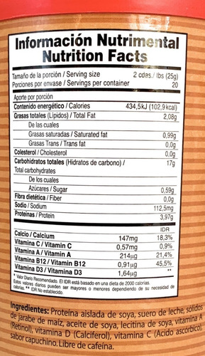 Soyacen Bebida De Soya Sabor Capucchino Pronacen 500g