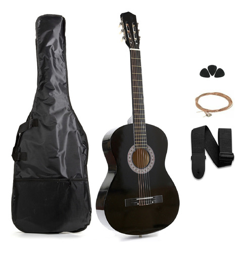 Guitarra Criolla Clásica Femmto Ambidiestro Color Negro Material del diapasón Madera dura Orientación de la mano Diestro