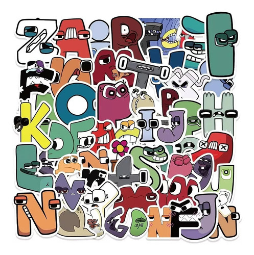 Calcomanias Alfabeto - Set De 50 Stickers / Pegatinas