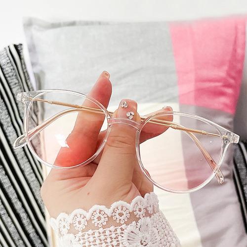 Gafas Retro Con Montura Redonda, Lisas, Antiluz Azul