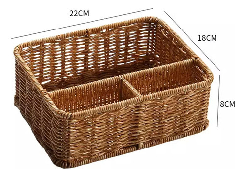 Cesta De Almacenamiento Con 3 Compartimentos, 22x18x8cm