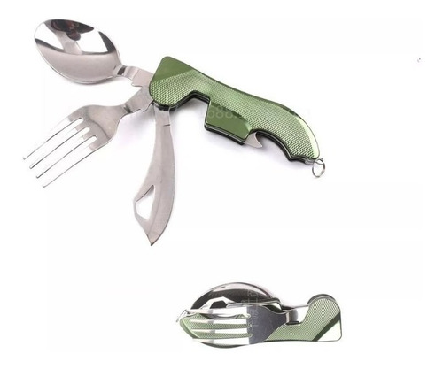 Set Cubierto Servicio Plegable 4 En 1 Viaje Camping Trekking