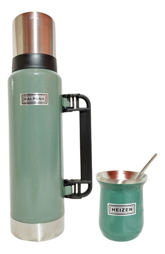 Set Matero , Termo 1.2l + Mate 236ml + Bombilla , Acero Inox