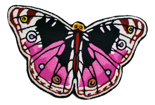 Felpudo Bienvenida Diseño Mariposa Hecho Mano Para Suave