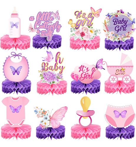 Honoson 12 Piezas De Decoraciones De Mariposa Para Baby Show