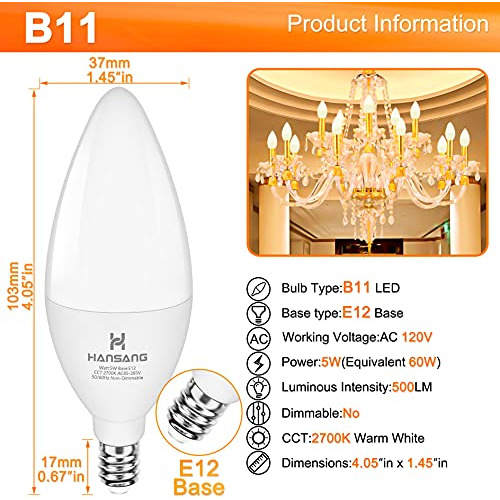 Bombillas Led Hansang Para Ventilador De Techo, Luz Blanca C
