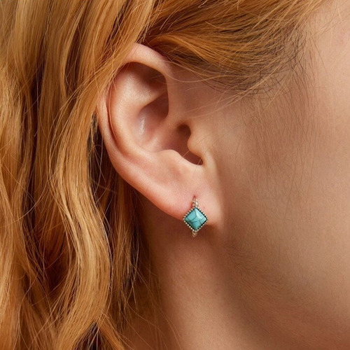 Imagen 2 de 6 de Aretes Elegantes Piedra Turquesa Para Mujer En Plata 925