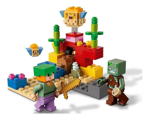 Set de construcción Lego Minecraft The coral reef 92 piezas en caja