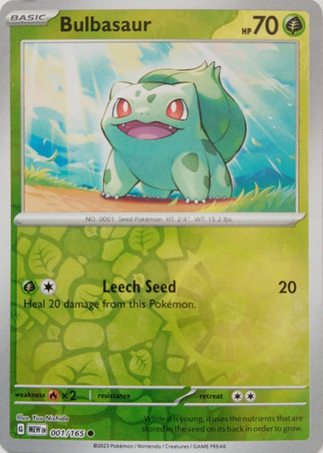 Pokémon Tcg Bulbasaur 001/165 Reverse