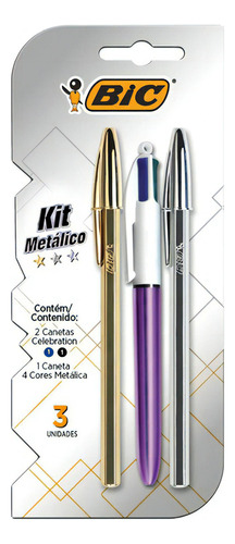 Kit de bolígrafo Celebration Bic Premium Metallic, color tinta azul