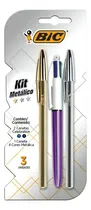 Comprar Kit de bolígrafos lapiceras biromes Bic Celebration Premium Colores metálicos por fuera tinta de color azul y negra clásicas y 1 retráctil colores clásicos