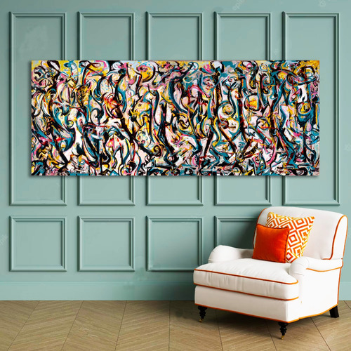 Cuadro Decorativo Clasico Jackson Pollock Mural 120x45 Canva