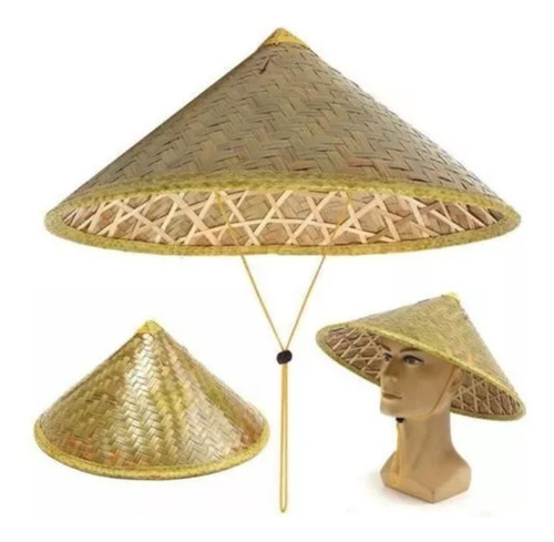 Sombrero Gorro Tradicional, Bambu Chino. 43cms, Grande 