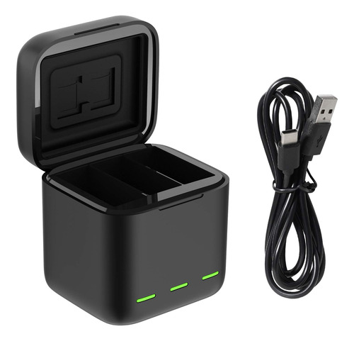 Caja Carga Magnetica Almacenamiento Bateria Triple Cable Usb