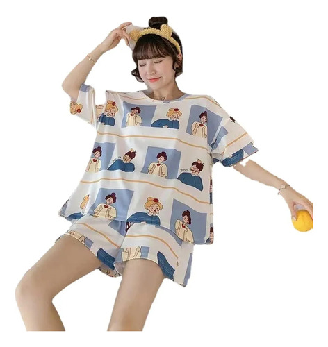Pijama 2 En 1 Para Mujer Estilo Coreano Fresco Importado 
