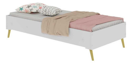 Cama Solteiro C/ Colchão Retrô Mp2996br Multimóveis Bco/nat