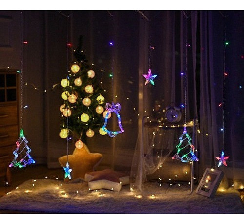 Lámpara De Cortina Con Forma De Adorno Navideño Con 138 Led