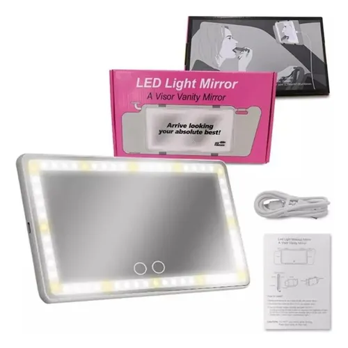 Espejo Tocador Para El Carro Con Luz Led Recargable