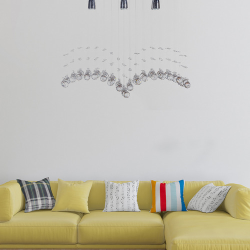 Candil Colgante de Cristal Cortado Gamalux Williams Krystal Gaviota de 6 Luces GU10 Cromado