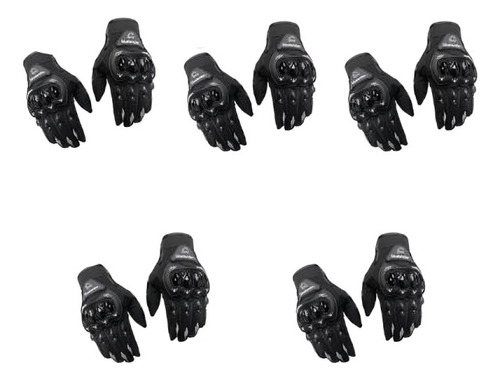 5 Guantes Para Moto O Bicicleta Dedo Completo Color Negro 2 Talla M