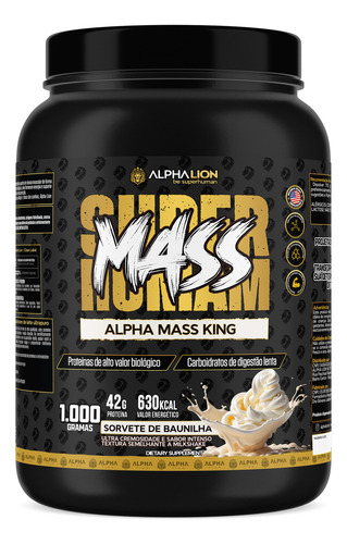 Hipercalórico Mass King Milk Shake Baunilha 1 Kg Alpha Lion