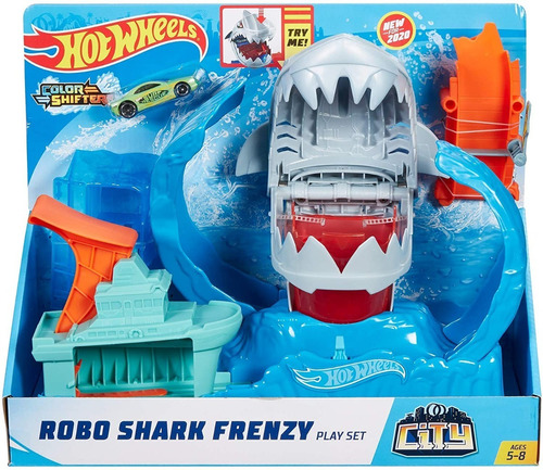 Pista Hot Wheels City Robo Shark Frenzy Tiburon Original