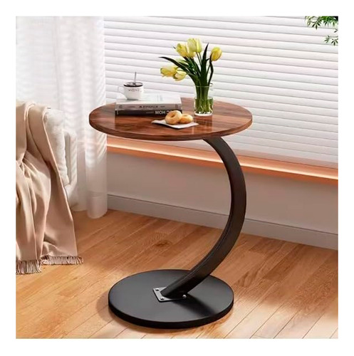 Blanco - 61 - Mesa Lateral Con Diseño Curvo Para Sala Y Dorm
