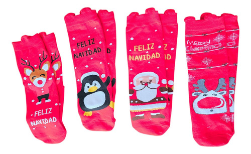 Pack 4 Pares De Calceta Navidad Unisex