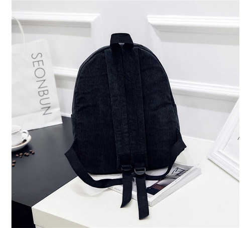 Mochila De Pana Linda A Rayas Informal De Moda Negro