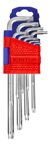 comprar Juego De 9 Llaves Torx T10 A T50 Emtop  Brazo Largo